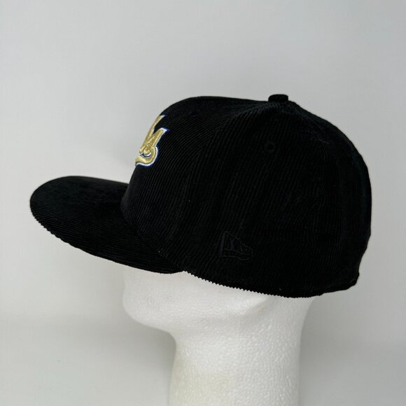 NWT Chicago Cubs Corduroy Fitted Hat 7 1/4 Cap MLB Baseball Black Gold Mens‎ - Picture 2 of 7